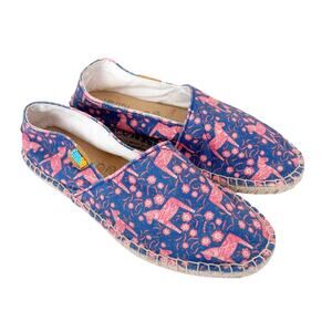 Ubunto Blue Pink Horse Espadrille Slip On Shoes Sz 7.5